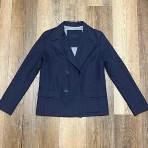 Lacoste Cotton/Linen Blazer Jacket Womens 38(M)Navy Blue Double Breasted Pockets
